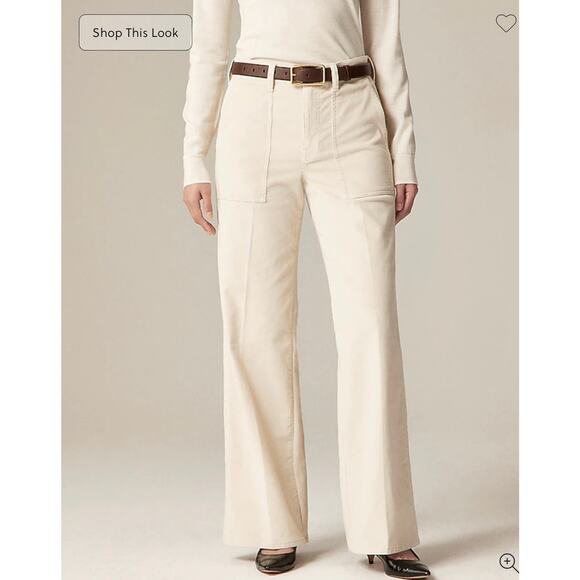 J. Crew camp-pocket wide-leg pant in stretch corduroy Pale Bone NWT size 28P - Picture 2 of 8